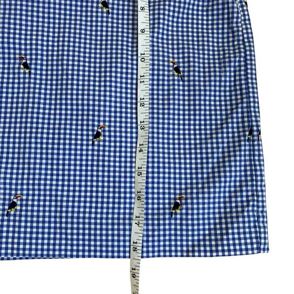 Talbots Sz 8P Blue Gingham Toucan Bird Embroidered Mini Skirt Preppy Fitted - Picture 11 of 16